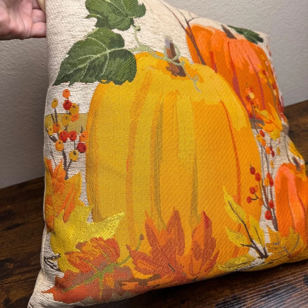 Brentwood Originals October Harvest Pumpkin Throw Pillow 18 x 18 Autumn Decor